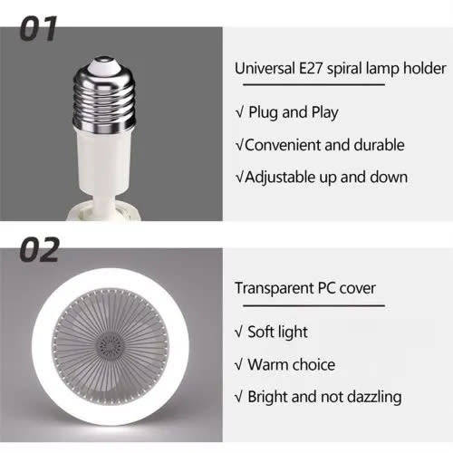 Led Ceiling Light With Fan 6500K Upgraded Ceiling Fan With Light Remote Control 360° Rotation