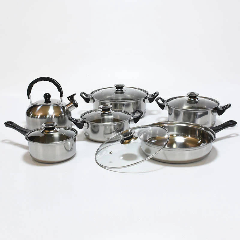 Multifunctional Nonstick 12-Piece Cooking Pan Set Multifunctional Stainless Steel Cookware Set