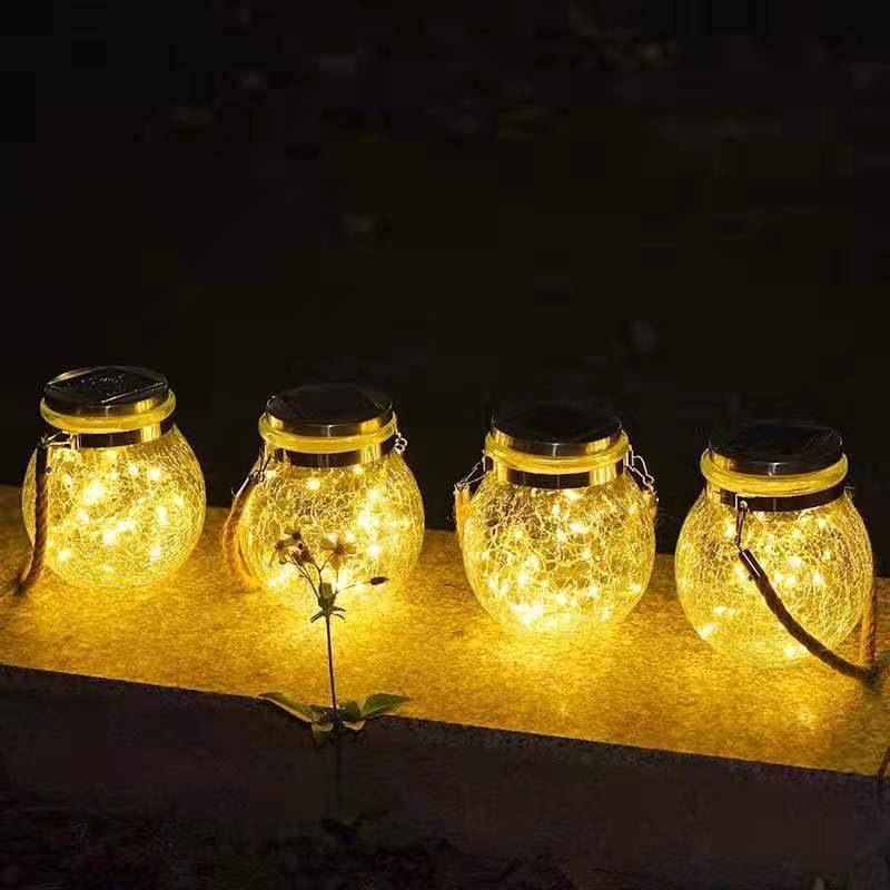 High-Looking Hanging Fairy Light Jar (Solar Power) Large Size Glass Mason Solar Powered 20 Led 2 Met