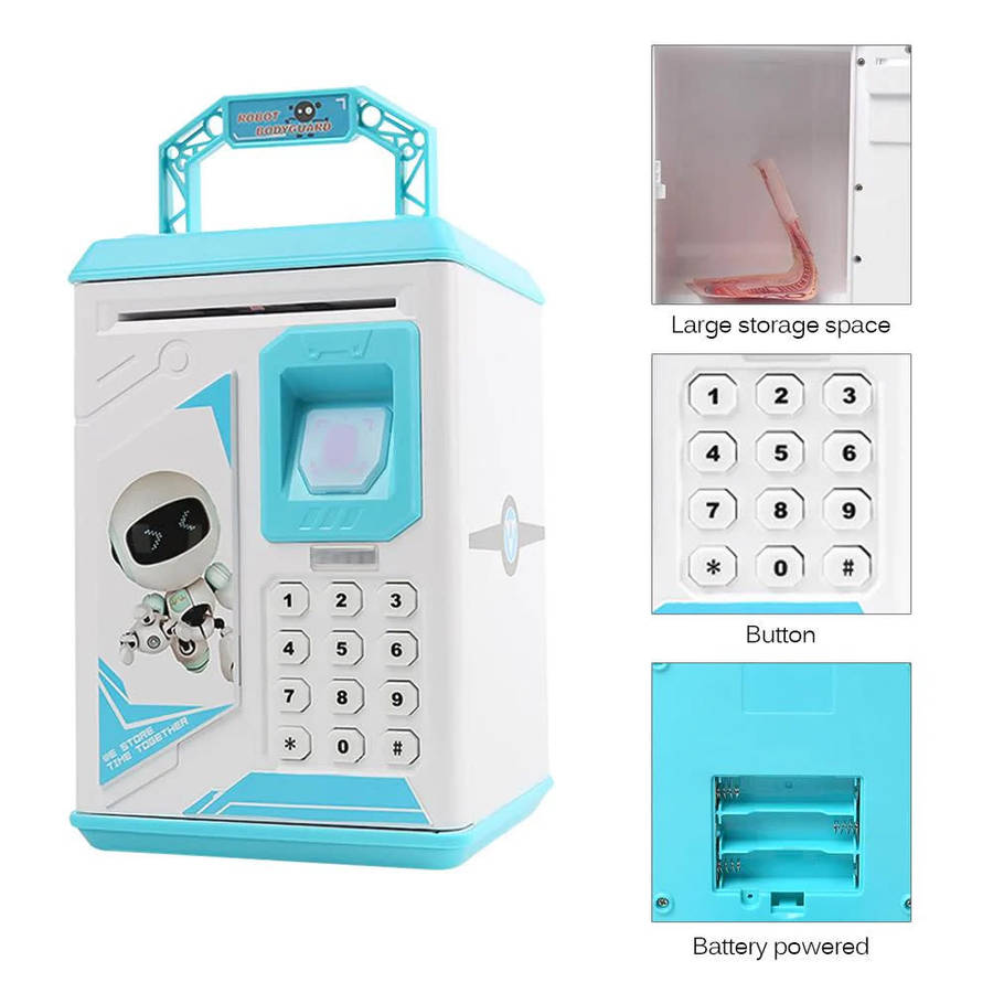 Beautiful And Creative Electronic Piggy Bank Fingerprint Atm Password Piggy Bank (Random Color)