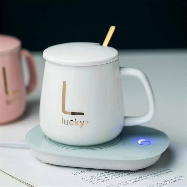 Temperature Control Cup With Smart Heating Coaster (Random Color)