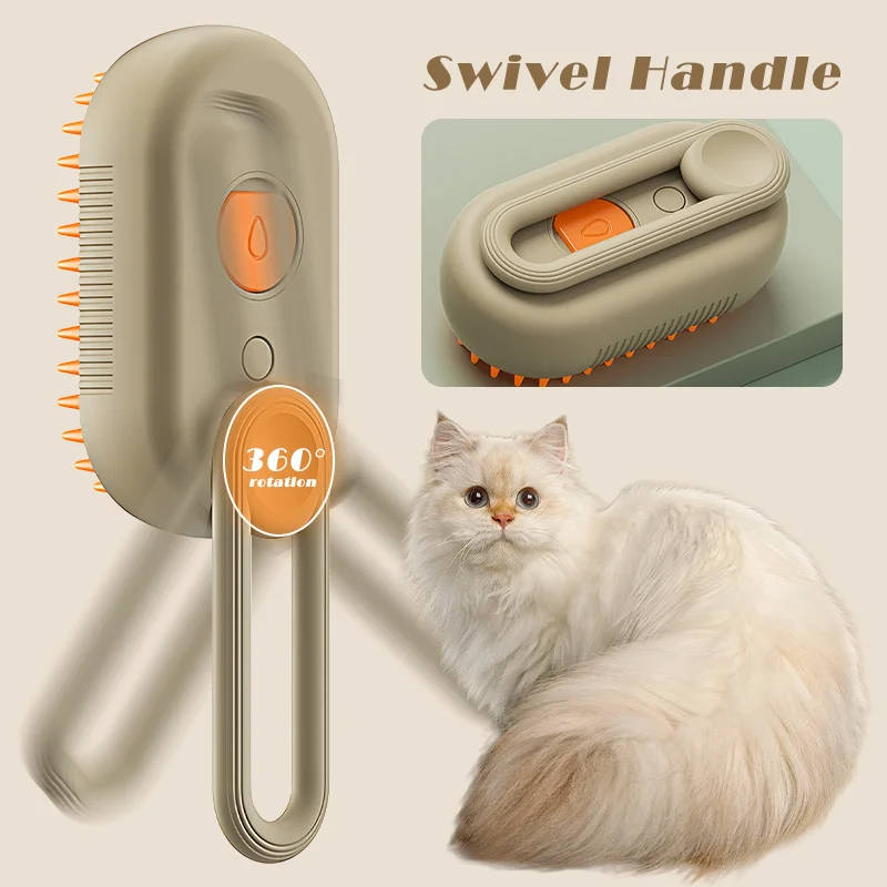 Customized 3 In 1 Electric Pet Shower Silicone Massage Steam Brush Self Cleaning Comb Steam Dog Pet