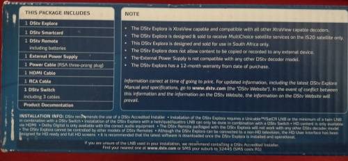 DSTV Explora 1 (Original 2TB HDD) with many accessories
