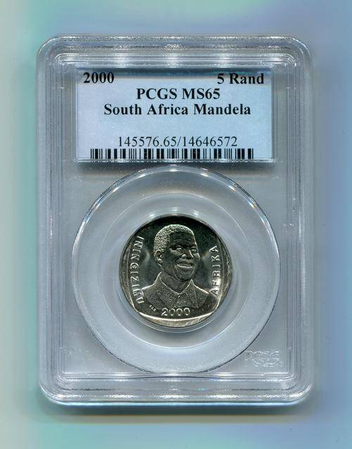 MS65 NELSON MANDELA PCGS GRADED MS 65 Year 2000 R5 Coin - FREE WORLDWIDE COURIER SHIPPING x 2 COINS