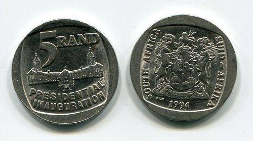 SOUTH AFRICA 1994 R5 MANDELA INAUGURATION COIN ! UNION BUILDINGS