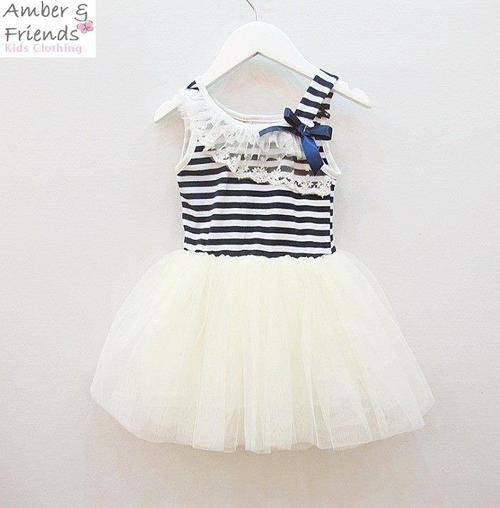 White Tulle With Stripes Dress