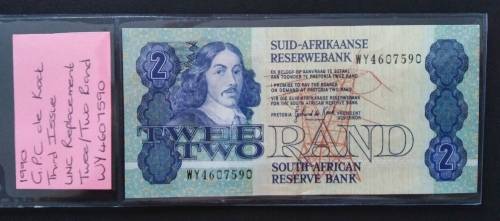 1990 GPC de Kock UNC Replacement Twee/Two Rand Note  (Third Issue)