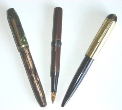 Group of Three Fountain Pens, of uncertain and mixed makes.
