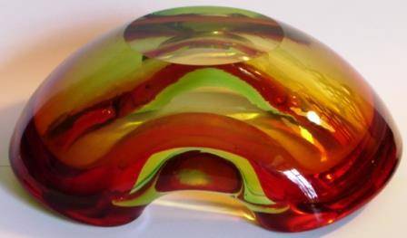 A very attractive Red & Green Glass Pansy Bowl. ( I don't want to call it an ashtray. :-)  )