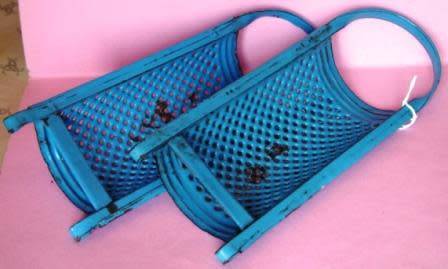Blue Vintage Enamelware Bowed Graters.    Made in Denmark