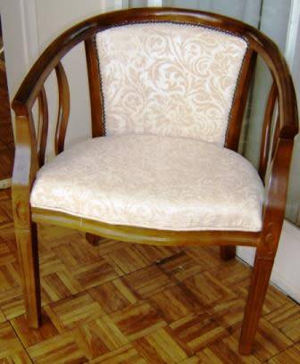 Two Occasional Chairs with horse shoe arm/back rest.  Recently reupholstered.