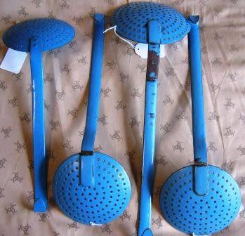 A lot of 19 Vintage Blue Enamelware Kitchenalia.   Ex Scandinavia