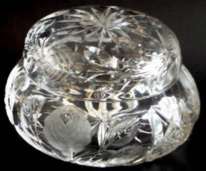 Vintage Cut Glass Powder Bowl and Lid.