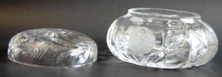 Vintage Cut Glass Powder Bowl and Lid.