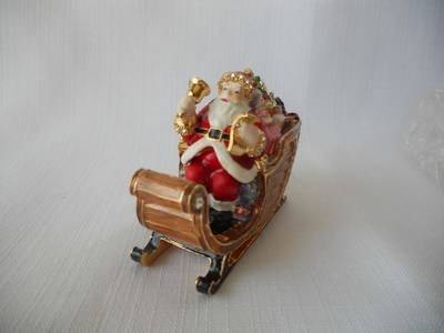 Santa in Sled - Treasurine Secret Trinket Box