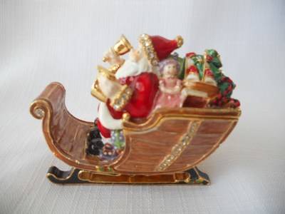 Santa in Sled - Treasurine Secret Trinket Box