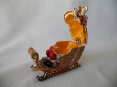 Santa in Sled - Treasurine Secret Trinket Box