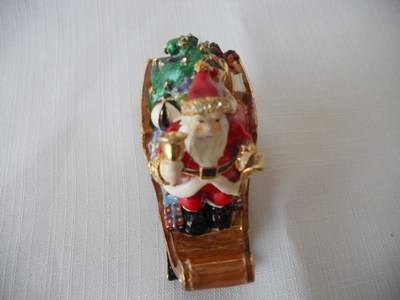 Santa in Sled - Treasurine Secret Trinket Box