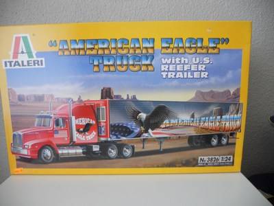 American Eagle Truck with US Reefer Trailer - 1:24 Italeri Plastic Model Kit (NIB)