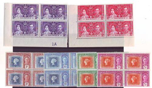 MAURITIUS STAMP COLLECTION WITH RARE "1A" BLOCK AND OTHER BLOCKS