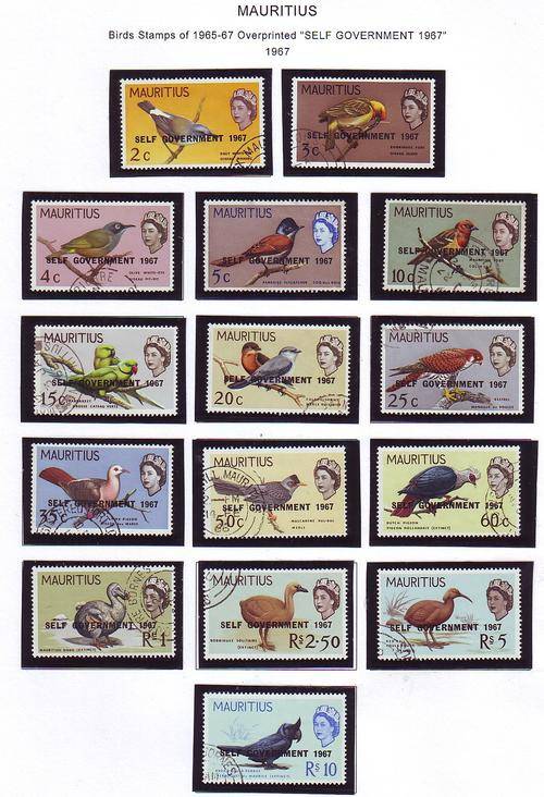 MAURITIUS BIRDS 1967 OVERPRINT FULL SET USED