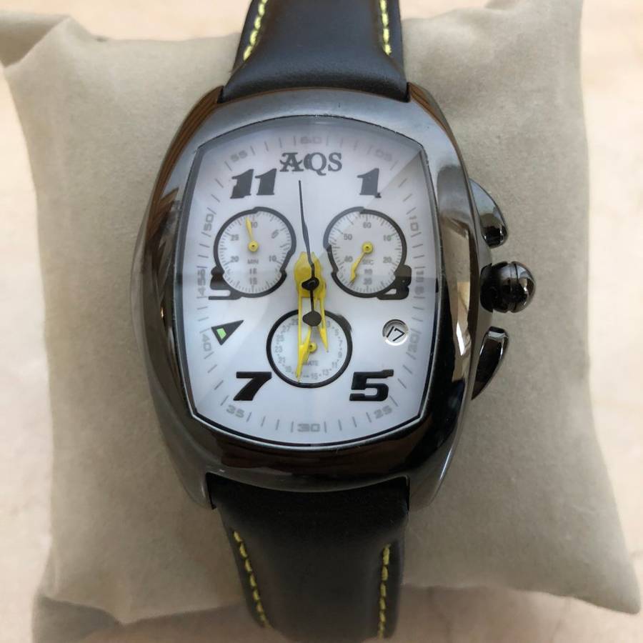 Retail: R15,069.00 AQUASWISS Men's Ice Pyramid Chronograph Watch Ionized with Black Leather