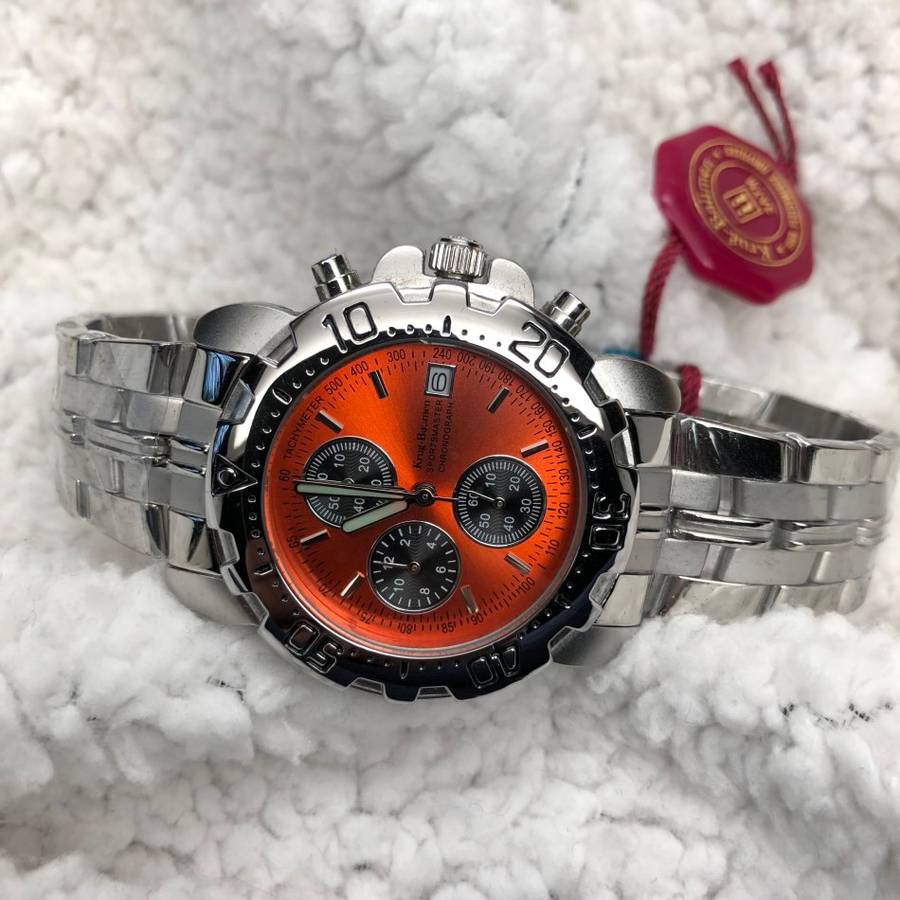 New RRP £625/R11,000.00 Krug Baumen Sportsmaster Orange Chronograph Watch BRAND NEW
