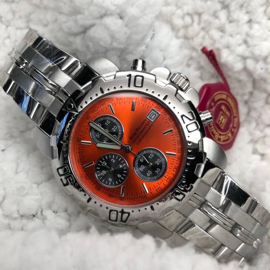 New RRP £625/R11,000.00 Krug Baumen Sportsmaster Orange Chronograph Watch BRAND NEW