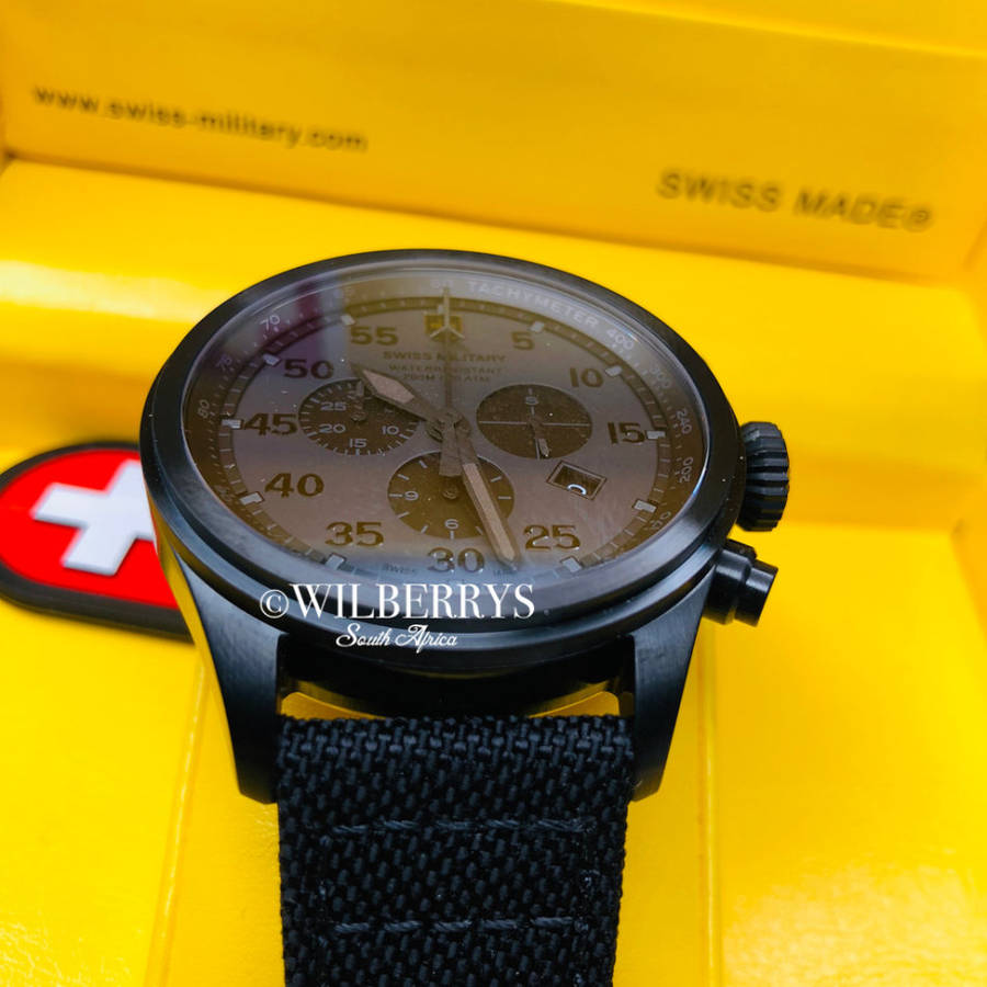 Retail: R14,999.00 CX Swiss Military MEN'S Hawk Nero Chronograph Graphite Dial Watch Brand New!!!!!