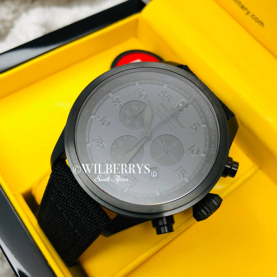 Retail: R14,999.00 CX Swiss Military MEN'S Hawk Nero Chronograph Graphite Dial Watch Brand New!!!!!