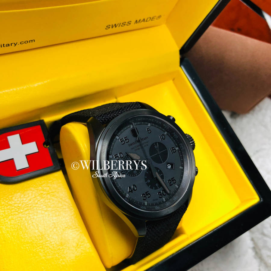 Retail: R14,999.00 CX Swiss Military MEN'S Hawk Nero Chronograph Graphite Dial Watch Brand New!!!!!