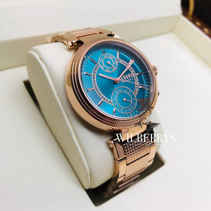 VERSACE Women's VERSUS Star Ferry Teal Soleil Rose Gold Plated Watch BRAND NEW IN BOX + PAPERS