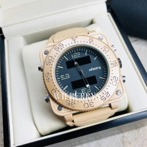 INFANTRY MILITARY CO. Tank XL 47mm DUAL MOVEMENT Watch with Leather Band BOXED, FULLY LOADED!