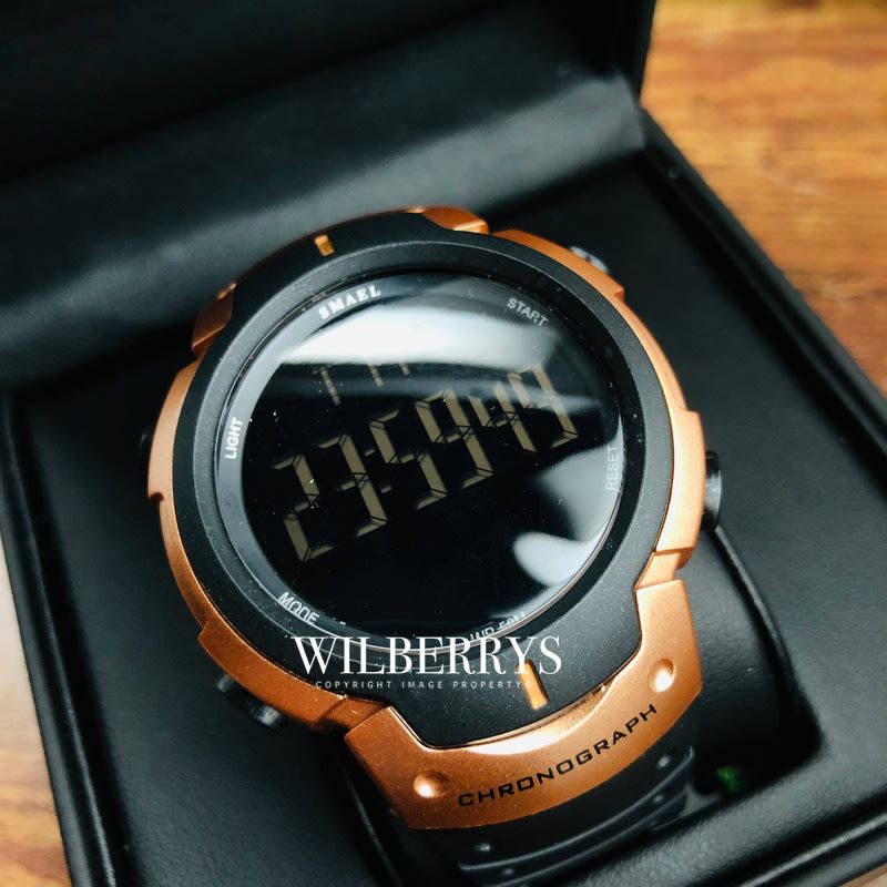 SMAEL Moonwalker Chrono Digital Rose Gold Trim Watch **BRAND NEW**