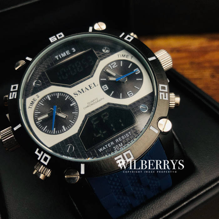 SMAEL Shock Proof Sports Chrono Blue 5ATM WATER RESISTANT **BRAND NEW**