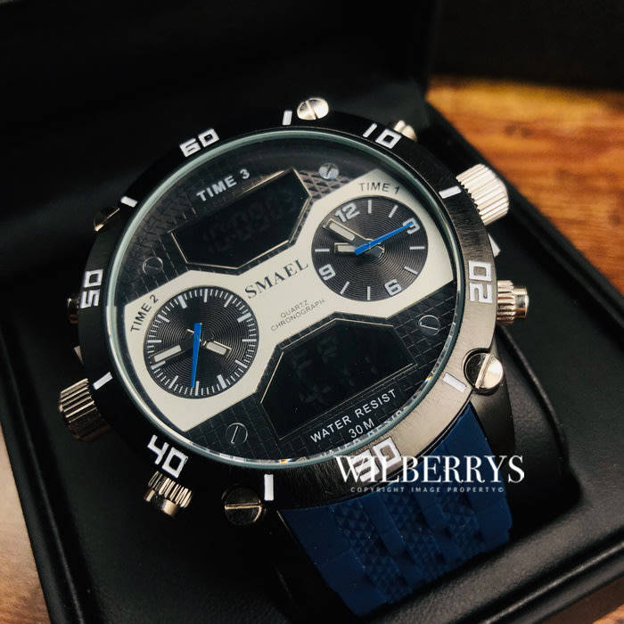 SMAEL Shock Proof Sports Chrono Blue 5ATM WATER RESISTANT **BRAND NEW**