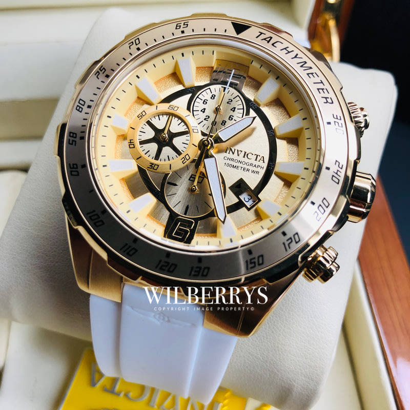 Retail: R10,000.00 INVICTA Men's Russian Aviator 18k gold pl SNOW Chronograph Watch BRAND NEW