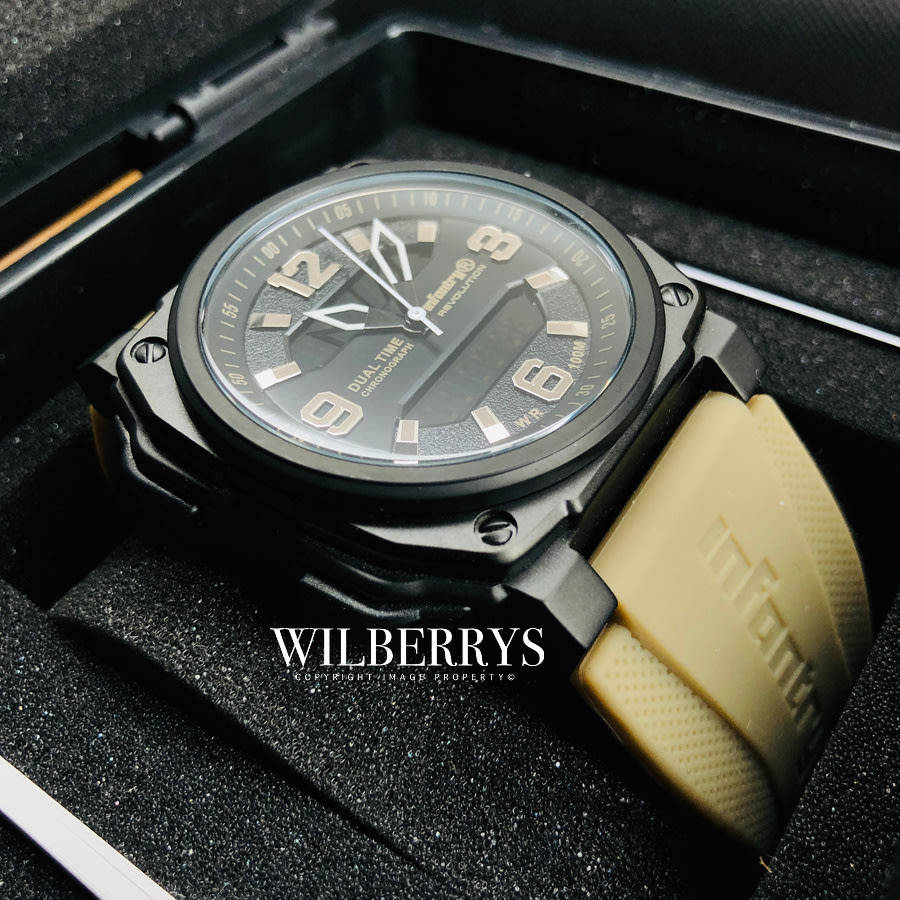 Retail: R8999.00 REVOLUTION® Men's Desert Eagle Dual Time Surgical Steel Silicone Watch NEW