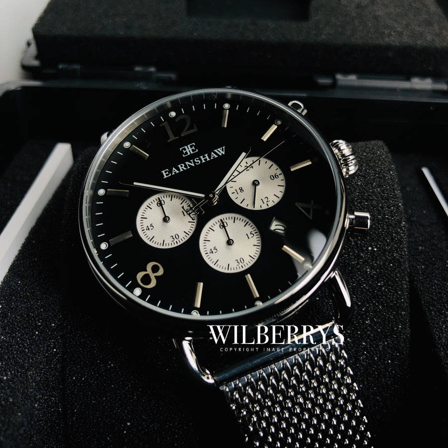Retail: R8,200.00 Thomas Earnshaw Graphite Chronograph Mesh steel Watch GENUINE, BRAND NEW