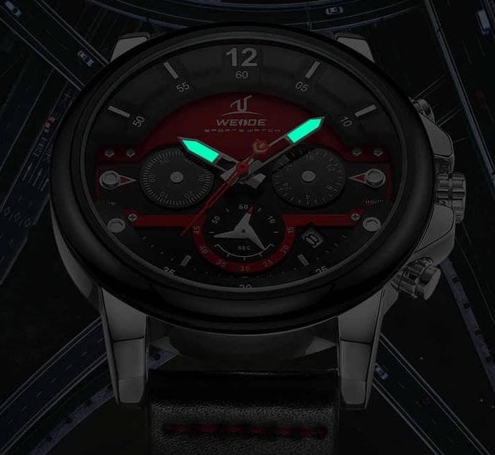 WEIDE Men's Nantucket Leather Brown Leather Chronograph Watch BRAND NEW official SA store