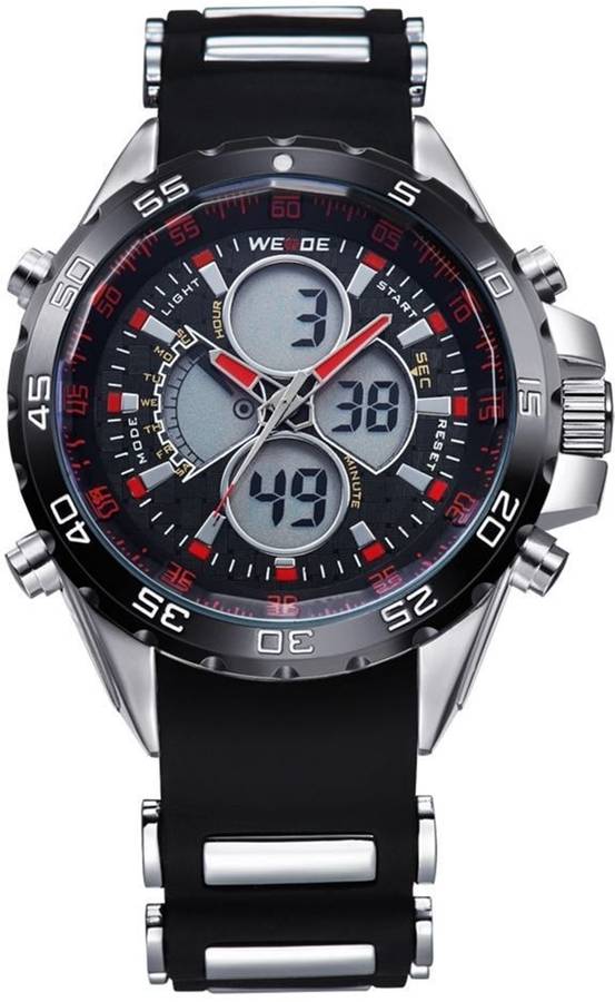 WEIDE Men's Electro Dual Time Steel Infused Black/Red Watch BRAND NEW official SA store