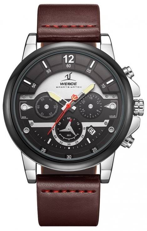 WEIDE Men's Nantucket Leather Brown Leather Chronograph Watch BRAND NEW official SA store