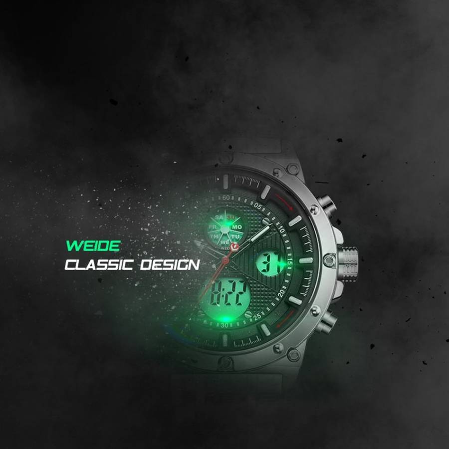 WEIDE Men's Goblin Ionic Steel 48mm Dual Time + ALARM Watch BRAND NEW official SA store