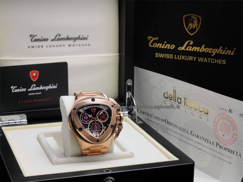 Rare!! Retail: R45,000.00 Tonino Lamborghini Men's SPYDER Chronograph FULL ROSE GOLD Watch BRAND NEW