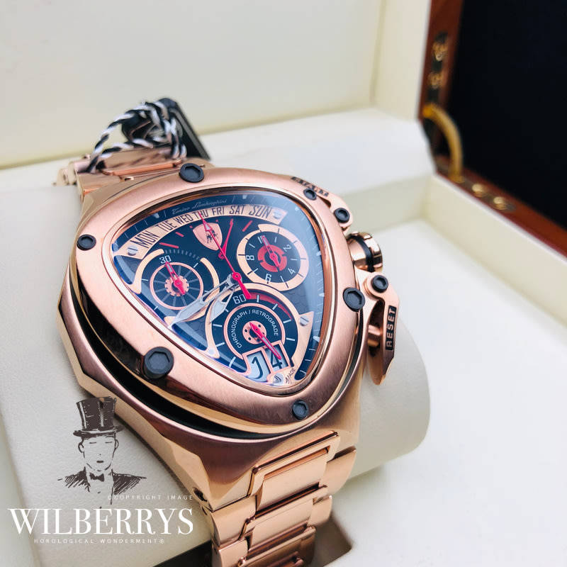 Rare!! Retail: R45,000.00 Tonino Lamborghini Men's SPYDER Chronograph FULL ROSE GOLD Watch BRAND NEW
