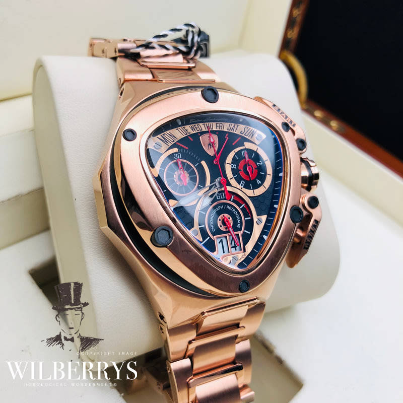 Rare!! Retail: R45,000.00 Tonino Lamborghini Men's SPYDER Chronograph FULL ROSE GOLD Watch BRAND NEW
