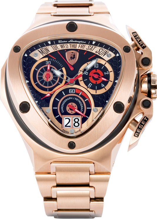 Rare!! Retail: R45,000.00 Tonino Lamborghini Men's SPYDER Chronograph FULL ROSE GOLD Watch BRAND NEW