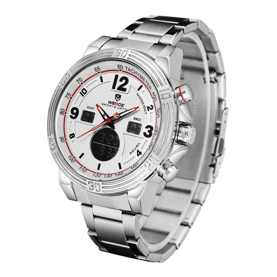 WEIDE Men's Tachy Classic White Steel Watch BRAND NEW official SA store