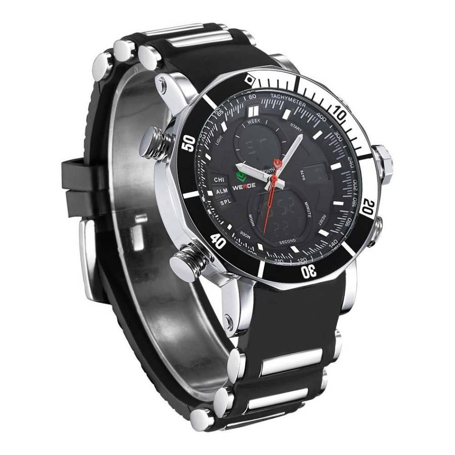 WEIDE Men's HAMMERHEAD Dual Time Black/White Dual Time + ALARM Watch BRAND NEW official SA store