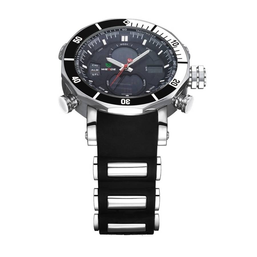 WEIDE Men's HAMMERHEAD Dual Time Black/White Dual Time + ALARM Watch BRAND NEW official SA store